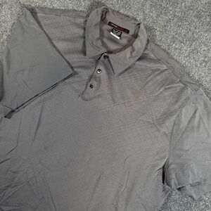 Nike Tiger Woods Polo Shirt Mens 2XL Gray Golf Dri Fit‎ Athletic Logo